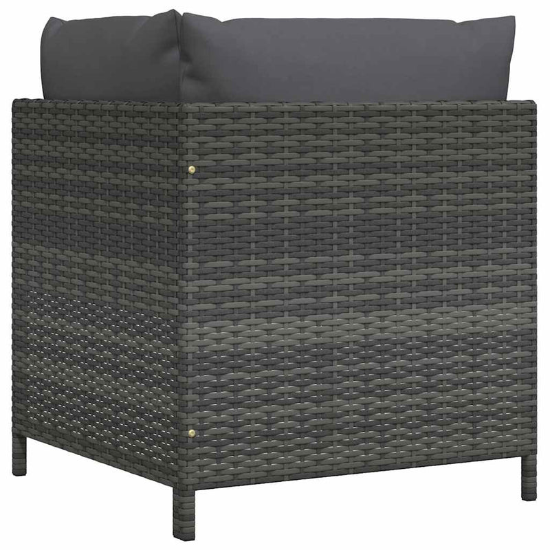 vidaXL Sectional Corner Sofa with Cushions Grey Poly Rattan