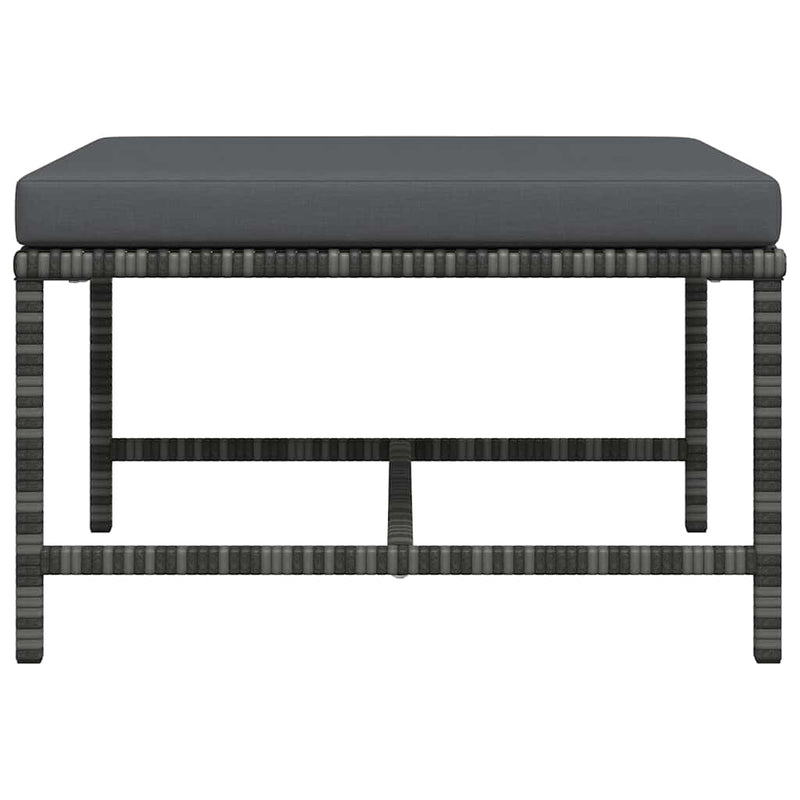 vidaXL Sectional Footrest with Cushion Grey Poly Rattan