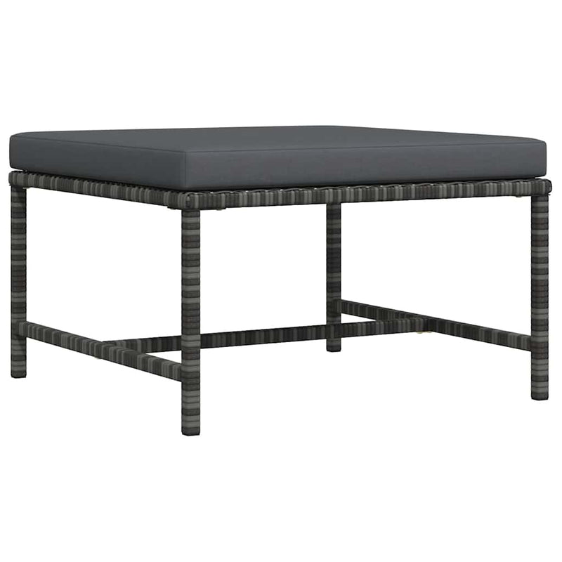 vidaXL Sectional Footrest with Cushion Grey Poly Rattan