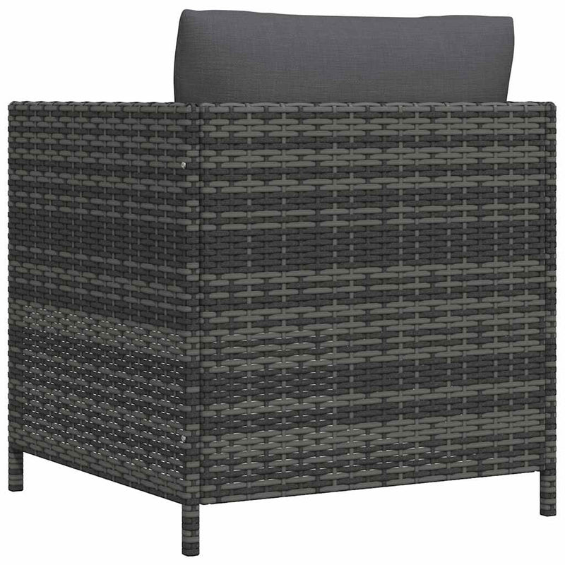 vidaXL Garden Sofa with Cushions Grey Poly Rattan