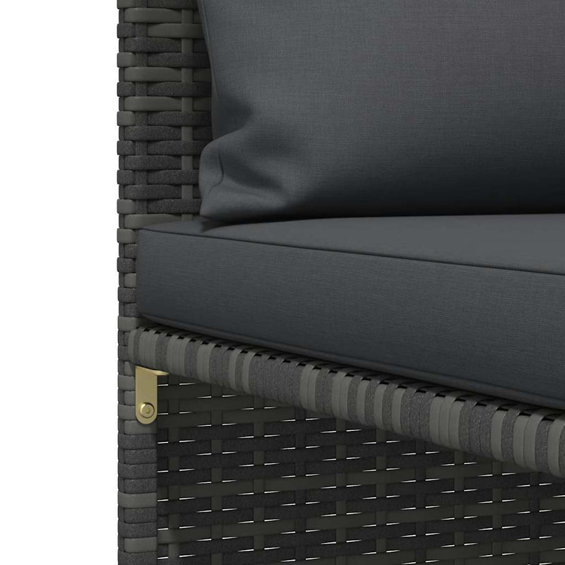 vidaXL 2-Seater Garden Sofa with Cushions Grey Poly Rattan