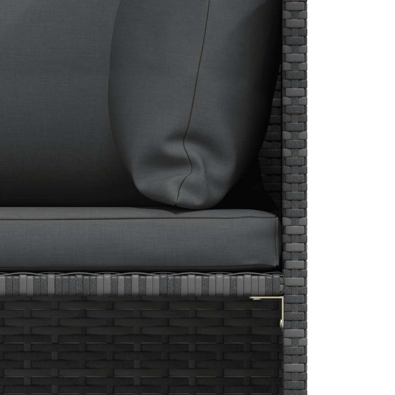 vidaXL 2-Seater Garden Sofa with Cushions Grey Poly Rattan
