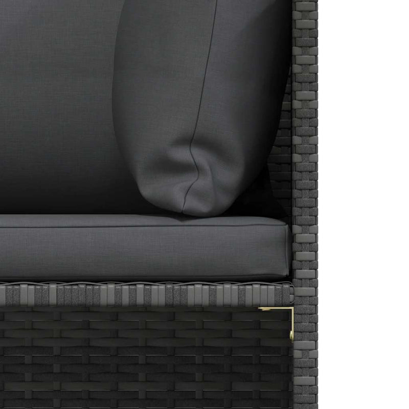 vidaXL 3-Seater Garden Sofa with Cushions Grey Poly Rattan