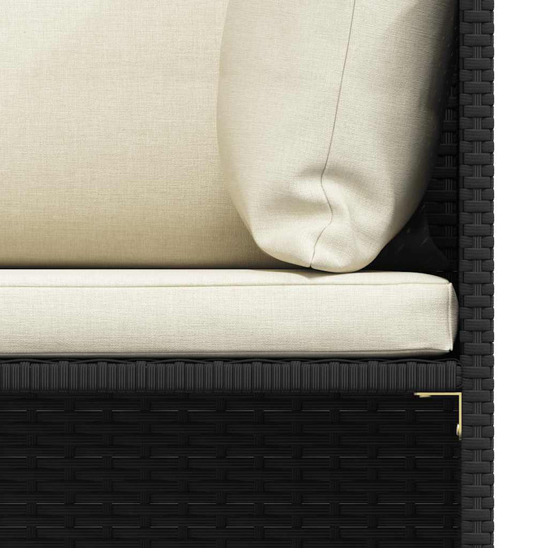 vidaXL Sectional Corner Sofa with Cushions Black Poly Rattan