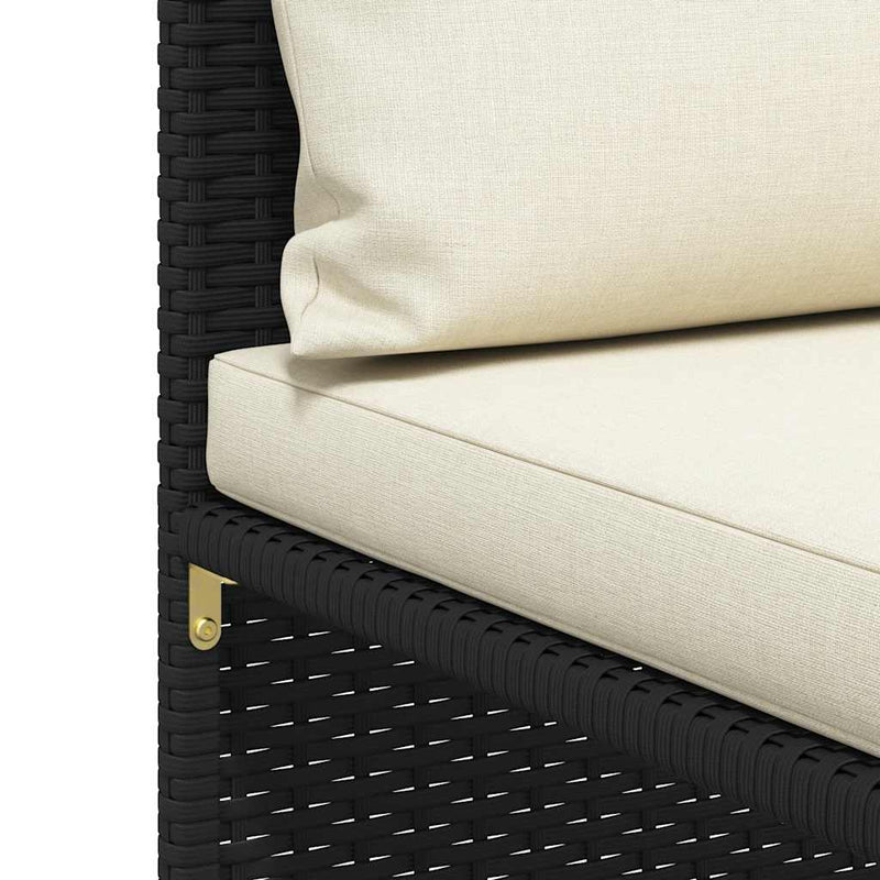 vidaXL Sectional Corner Sofa with Cushions Black Poly Rattan