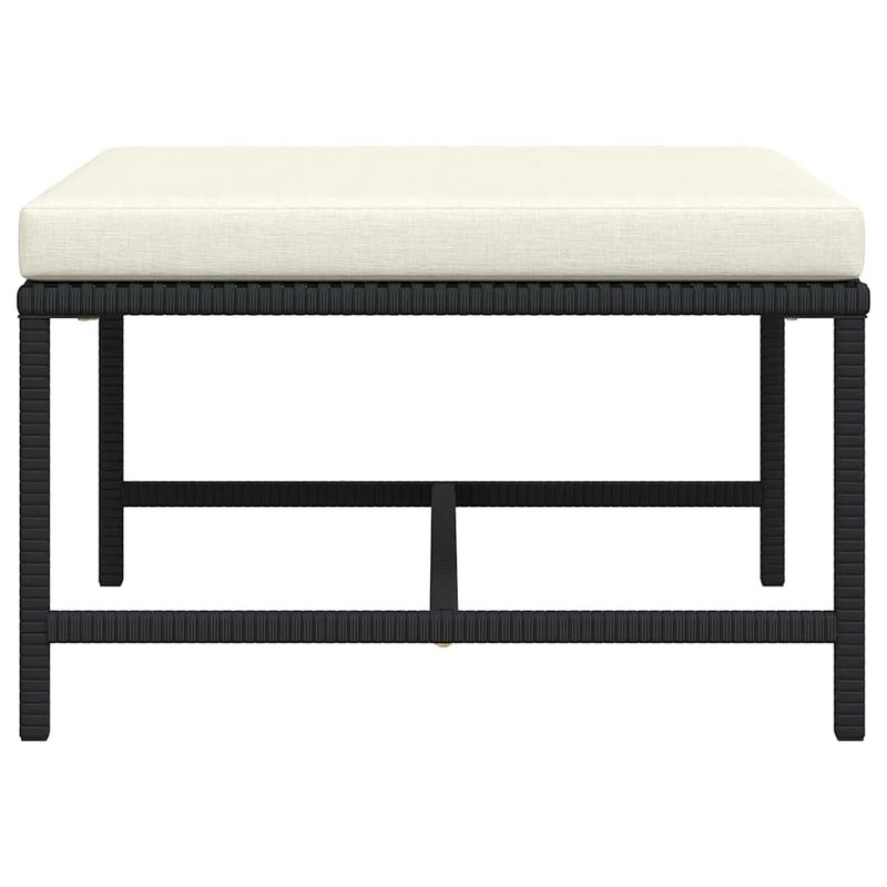 vidaXL Sectional Footrest with Cushion Black Poly Rattan