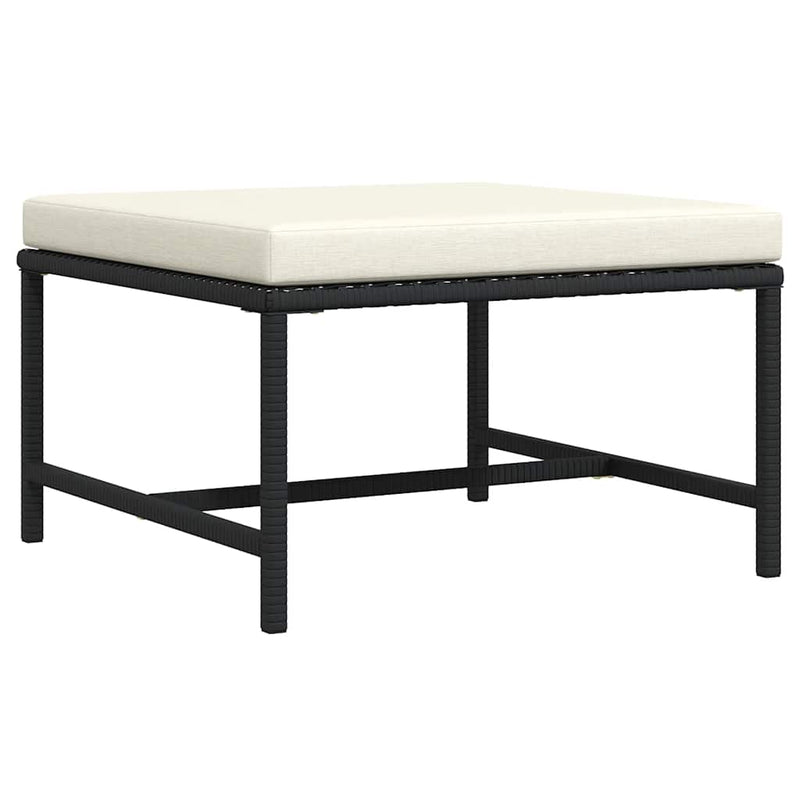 vidaXL Sectional Footrest with Cushion Black Poly Rattan