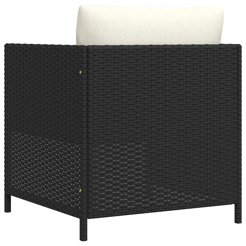 vidaXL Garden Sofa with Cushions Black Poly Rattan
