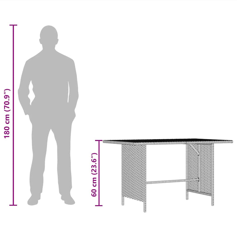vidaXL Garden Dining Table Black 110x70x65 cm Poly Rattan