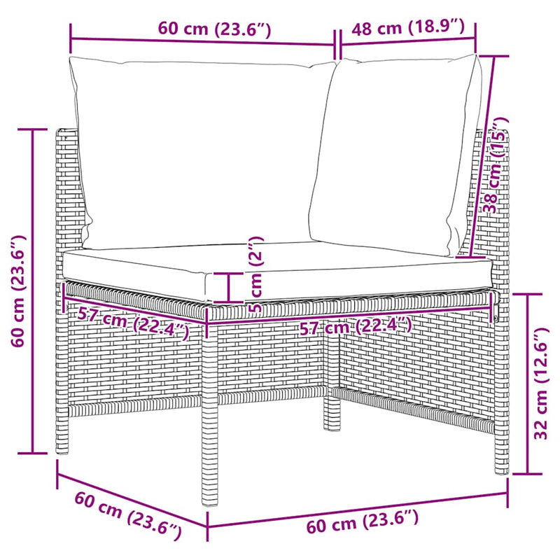vidaXL 2 Piece Garden Sofa Set with Cushions Black Poly Rattan