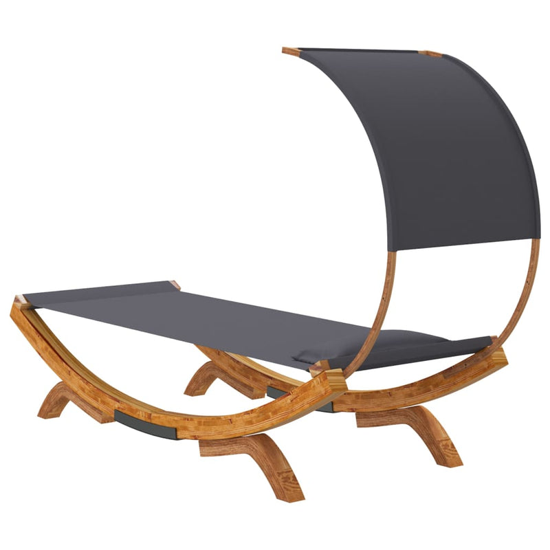 vidaXL Outdoor Lounge Bed with Canopy 100x200x126 cm Solid Bent Wood Anthracite