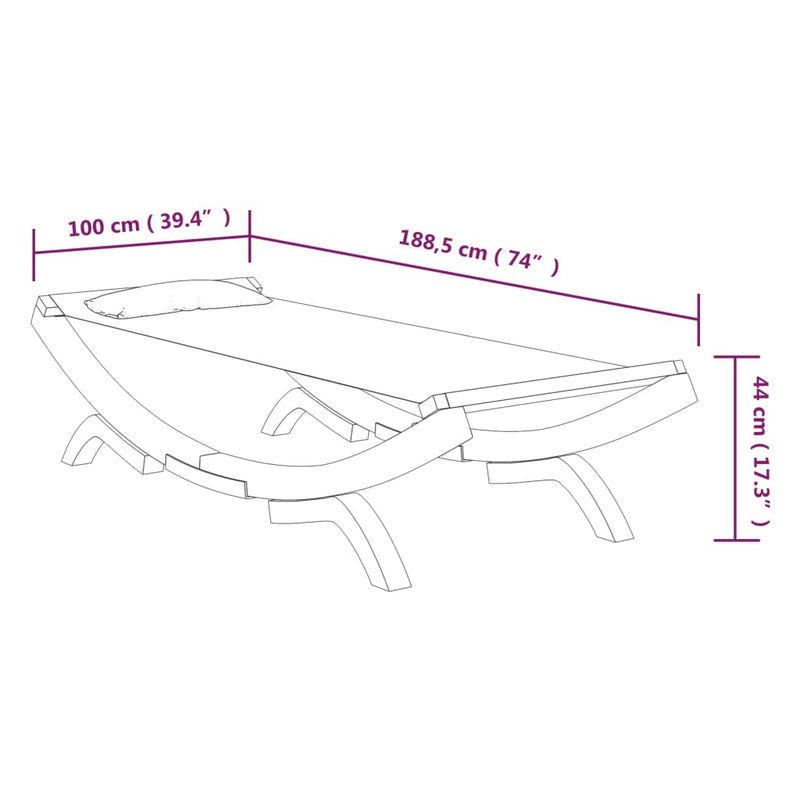 vidaXL Outdoor Lounge Bed 100x188.5x44 cm Solid Bent Wood Cream