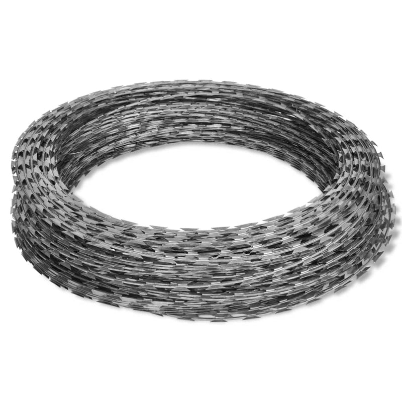 vidaXL Razor Wires Helical Wire Rolls 2 pcs Galvanised Steel 60 m