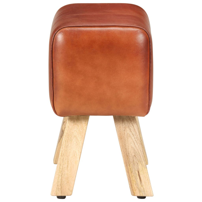 vidaXL Gym Bok Bench 38 cm Brown Real Leather and Solid Mango Wood