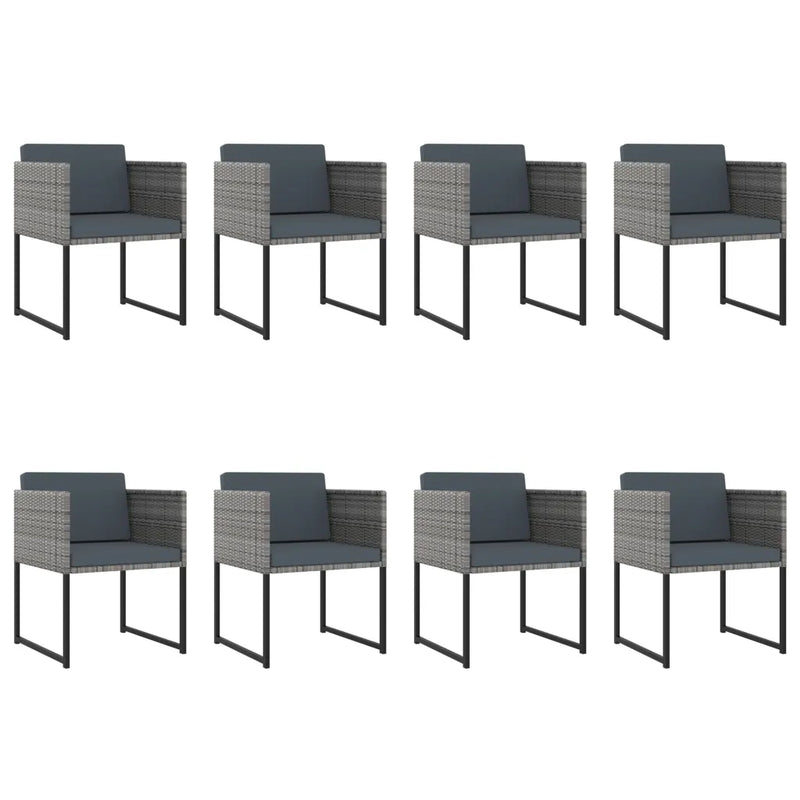13 Piece Garden Dining Set with Cushions Poly Rattan Grey
