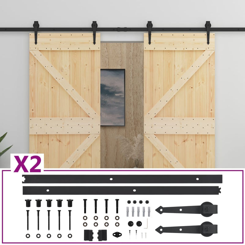 vidaXL Sliding Door with Hardware Set 80x210 cm Solid Pine Wood