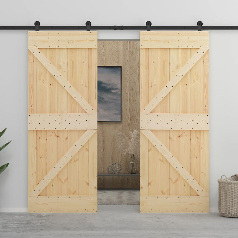 vidaXL Sliding Door with Hardware Set 90x210 cm Solid Pine Wood