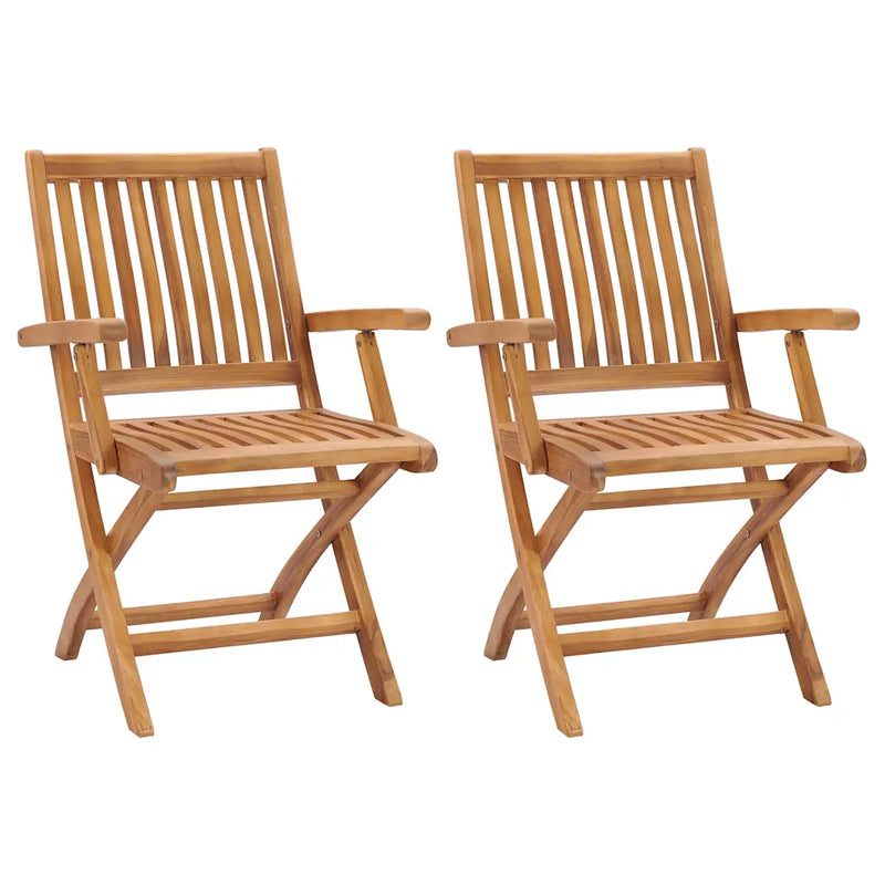 Folding Chairs 2 pcs Solid Teak Wood