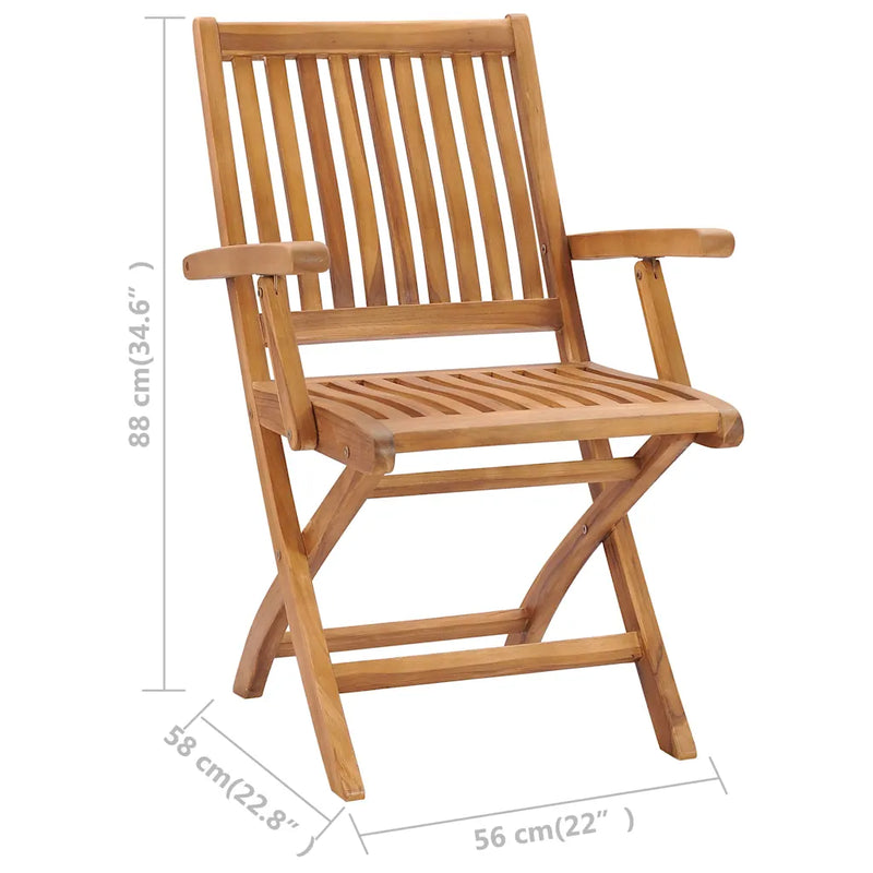 Folding Chairs 2 pcs Solid Teak Wood