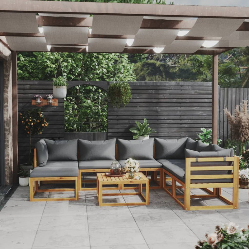 vidaXL 8 Piece Garden Lounge Set with Cushion Solid Acacia Wood