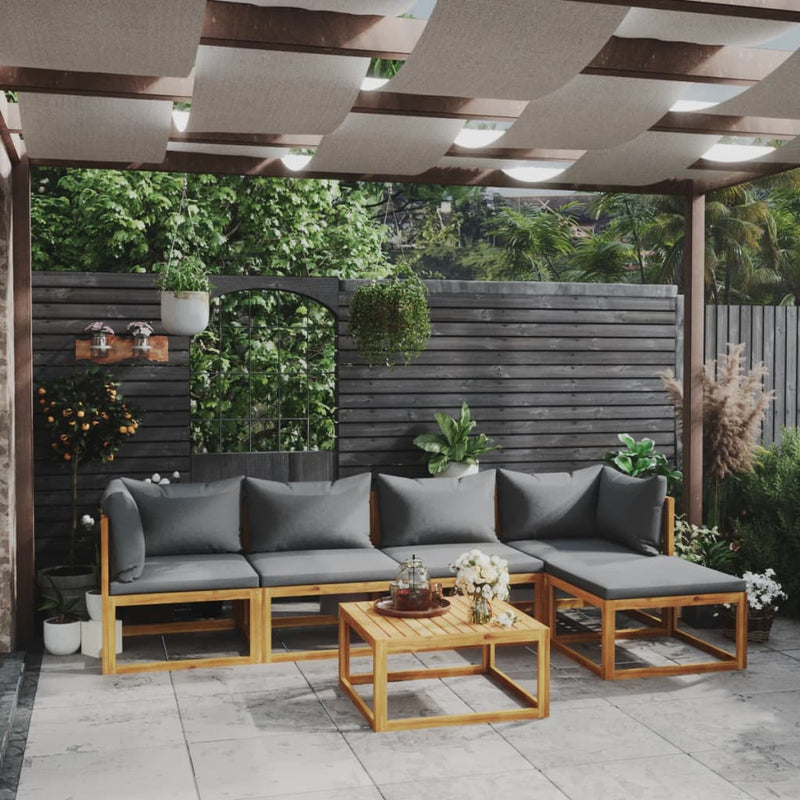 vidaXL 6 Piece Garden Lounge Set with Cushion Solid Acacia Wood