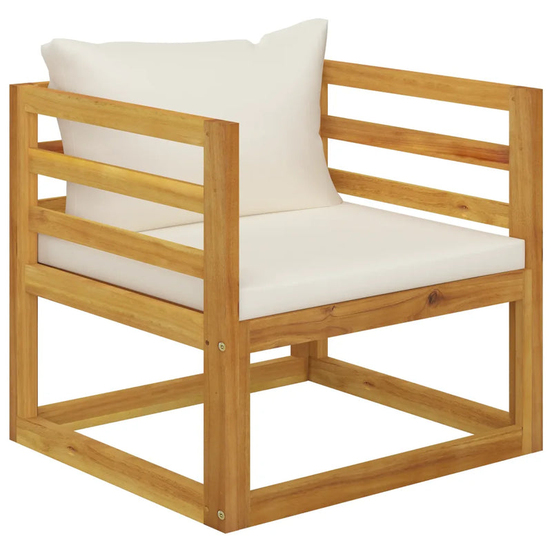 6 Piece Garden Lounge Set with Cushion Cream Solid Acacia Wood