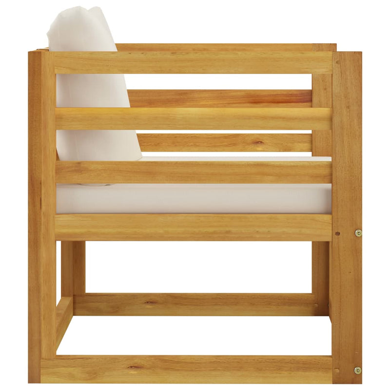 vidaXL 5 Piece Garden Lounge Set with Cushion Cream Solid Acacia Wood