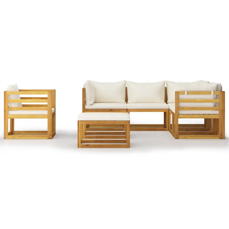 8 Piece Garden Lounge Set with Cushion Cream Solid Acacia Wood