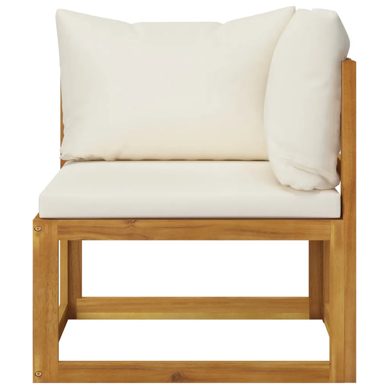 10 Piece Garden Lounge Set with Cushion Cream Solid Acacia Wood