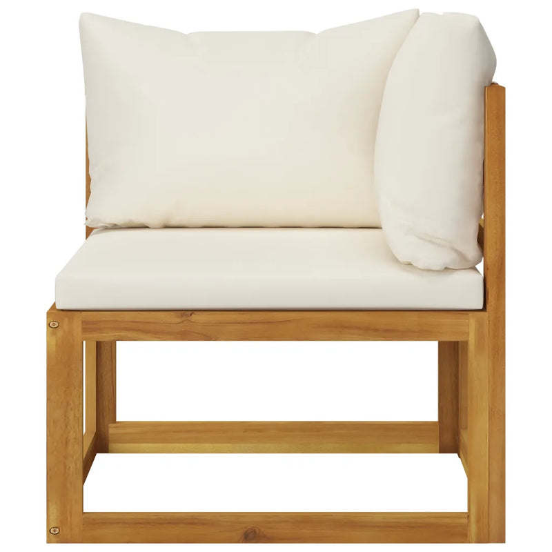 5 Piece Garden Lounge Set with Cushion Cream Solid Acacia Wood