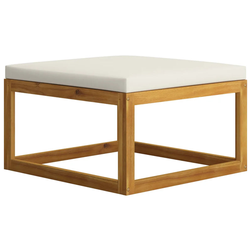 4 Piece Garden Lounge Set with Cushion Cream Solid Acacia Wood