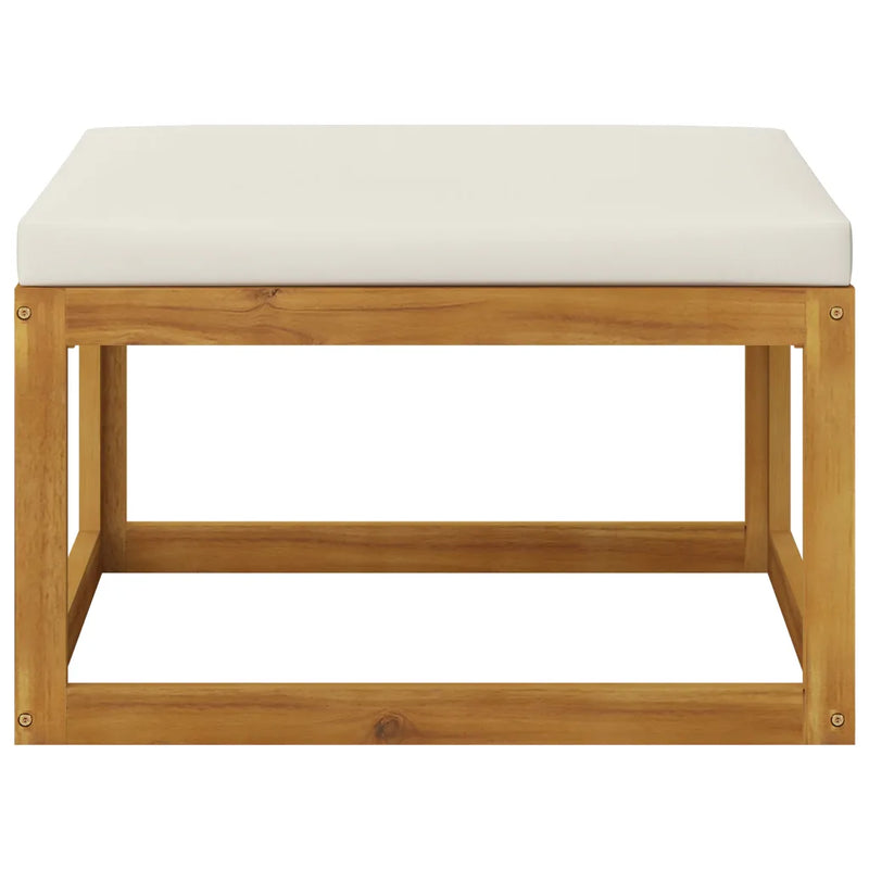 4 Piece Garden Lounge Set with Cushion Cream Solid Acacia Wood