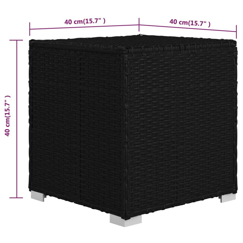 vidaXL 3 Piece Garden Sun Loungers with Tea Table Poly Rattan Black
