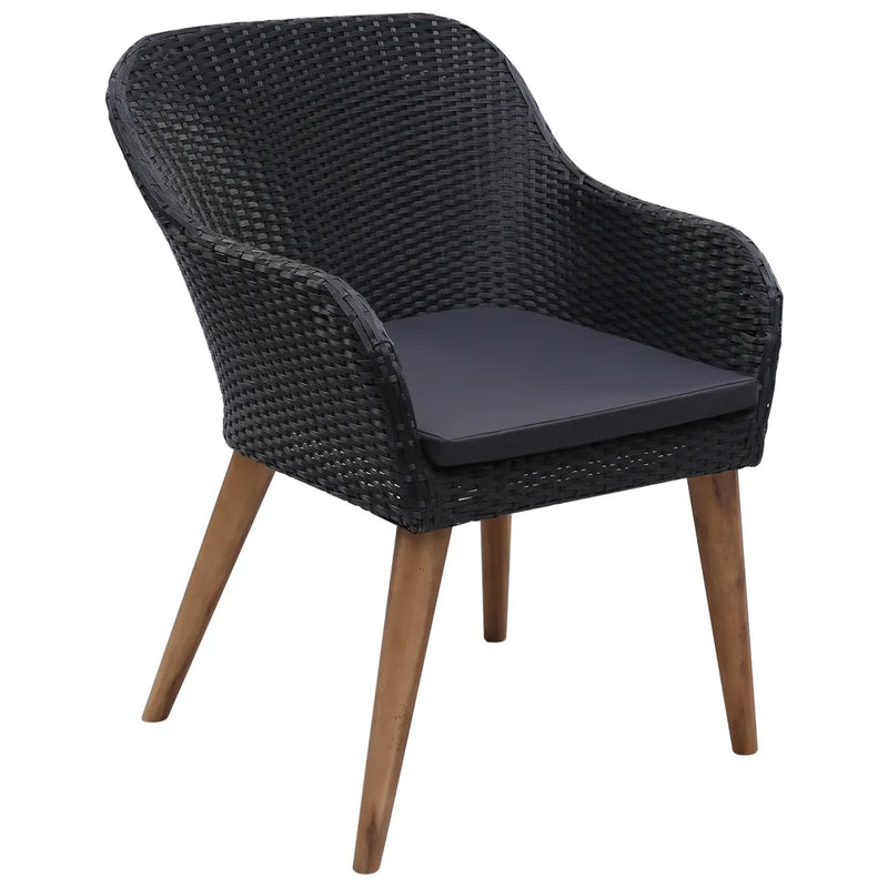 9 Piece Outdoor Dining Set with Cushions Poly Rattan Black