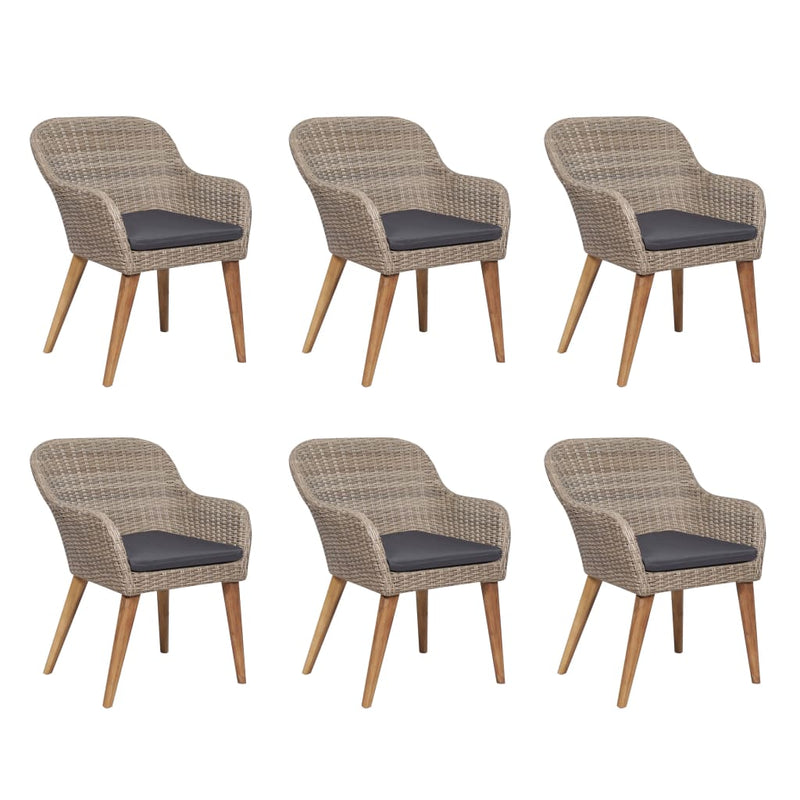 vidaXL 7 Piece Outdoor Dining Set with Cushions Poly Rattan