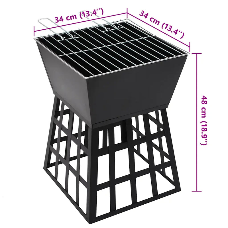 2-in-1 Fire Pit and BBQ 34x34x48 cm Steel