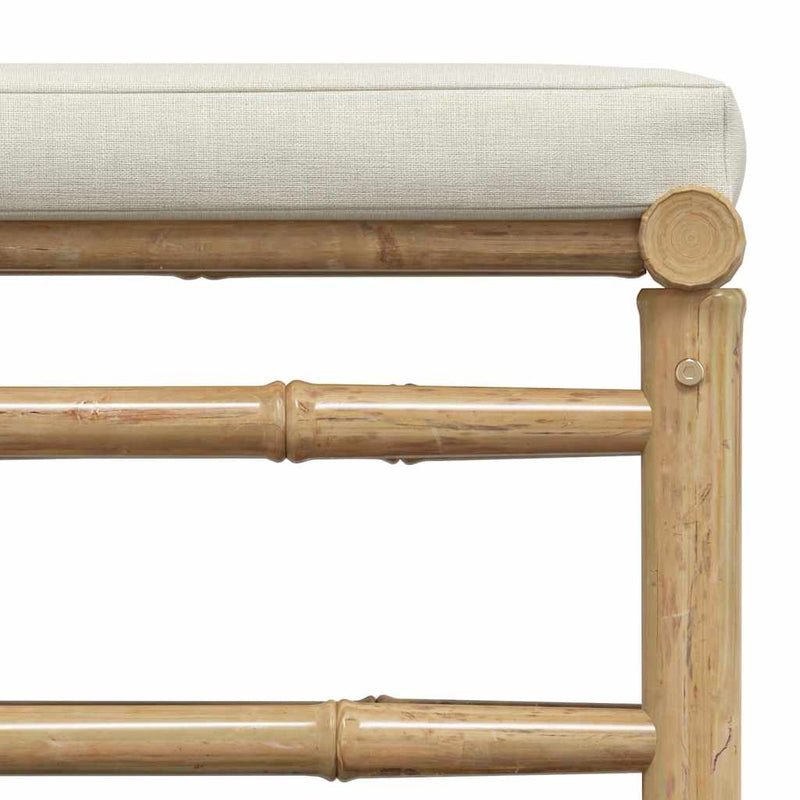 vidaXL 3 Piece Garden Lounge Set with Cream White Cushions Bamboo
