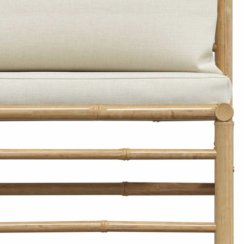 vidaXL 2 Piece Garden Lounge Set with Cream White Cushions Bamboo