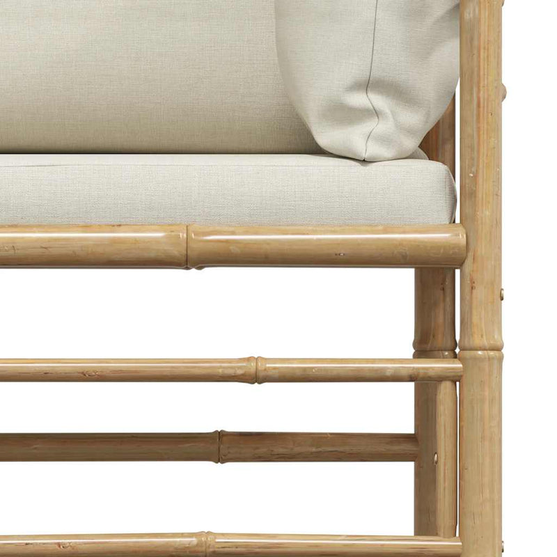 vidaXL 2 Piece Garden Lounge Set with Cream White Cushions Bamboo
