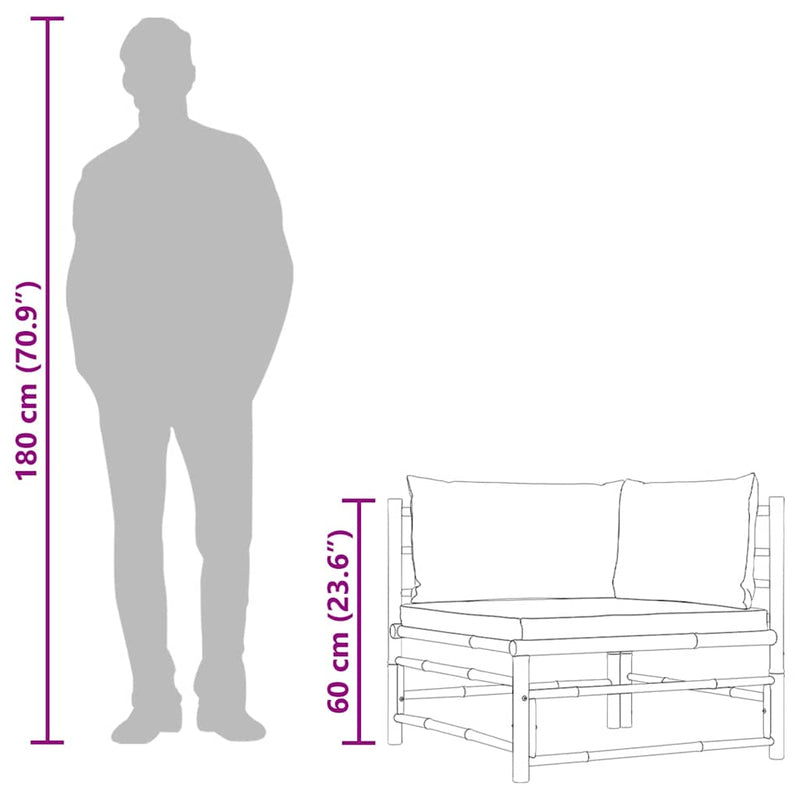 vidaXL Garden Corner Sofa with Cream White Cushions Bamboo