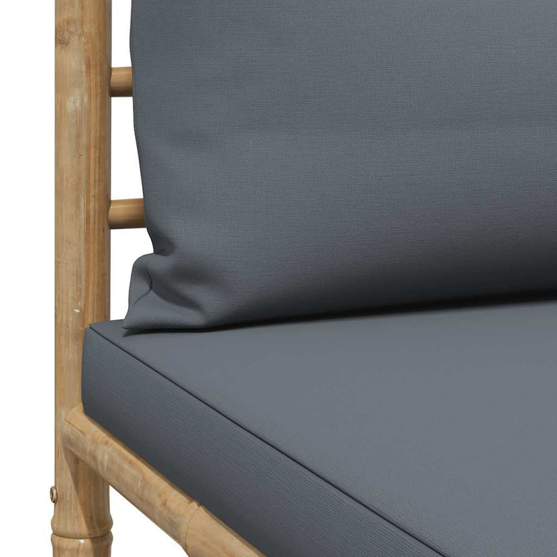 vidaXL 2 Piece Garden Lounge Set with Dark Grey Cushions Bamboo