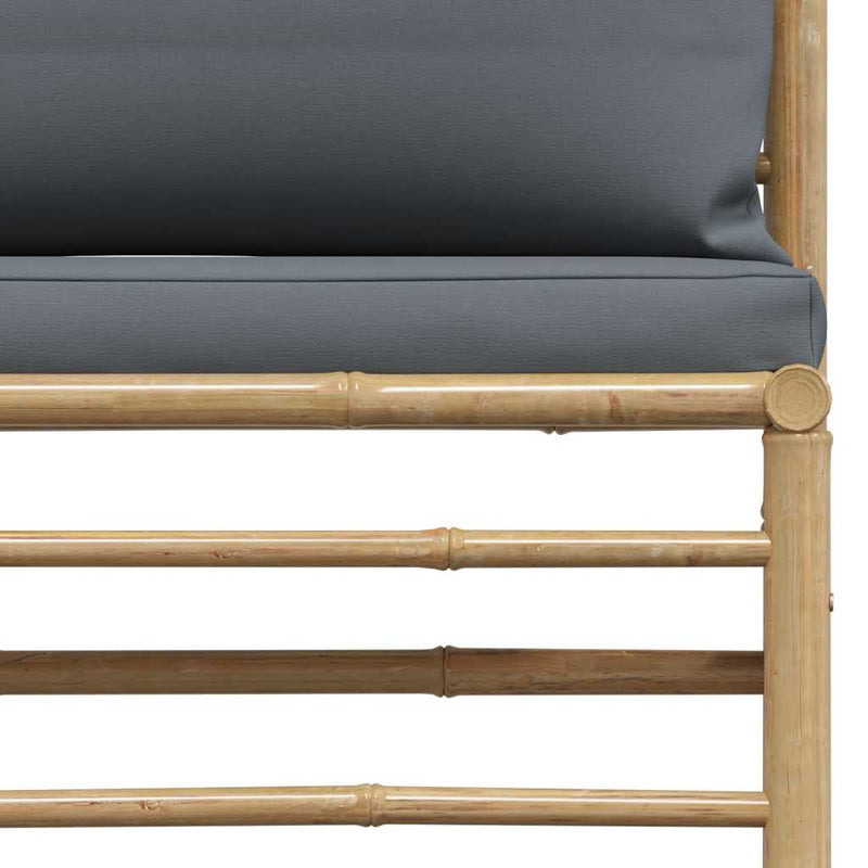 vidaXL 2 Piece Garden Lounge Set with Dark Grey Cushions Bamboo