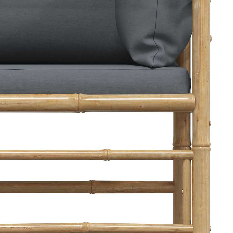 vidaXL Garden Sofa with Dark Grey Cushions Bamboo