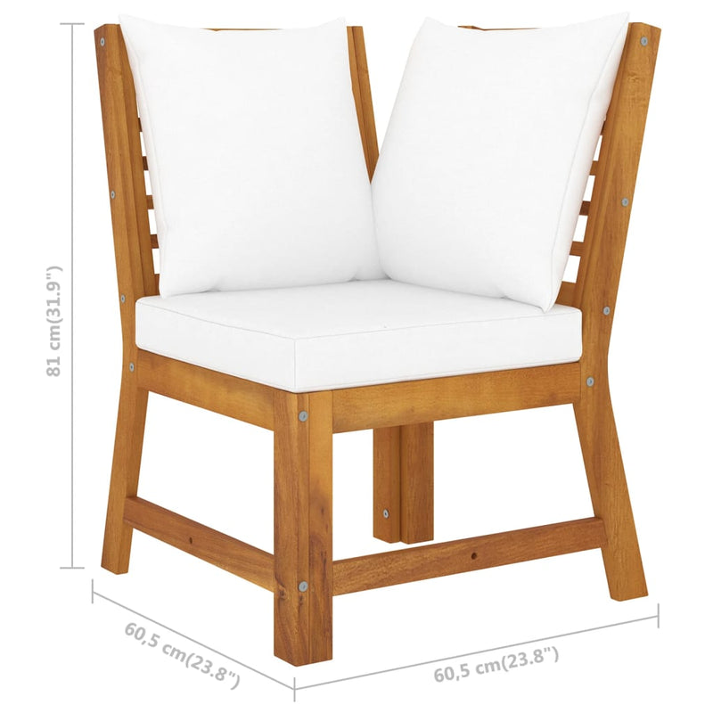 vidaXL 4 Piece Garden Lounge Set with Cushion Cream Solid Acacia Wood
