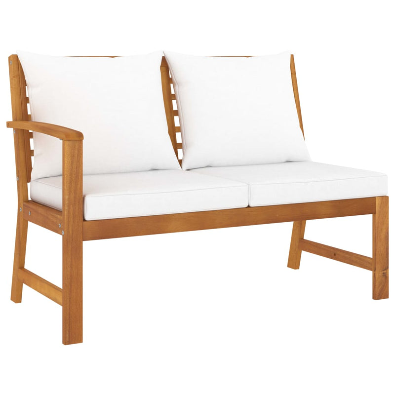 vidaXL 4 Piece Garden Lounge Set with Cushion Cream Solid Acacia Wood