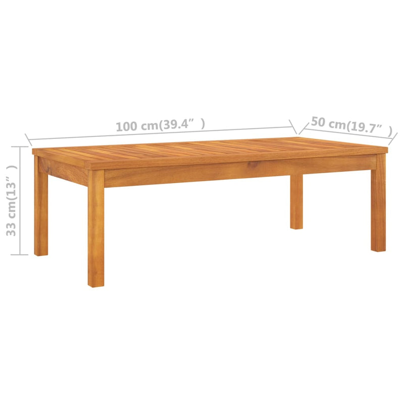 vidaXL 4 Piece Garden Lounge Set with Cushion Cream Solid Acacia Wood