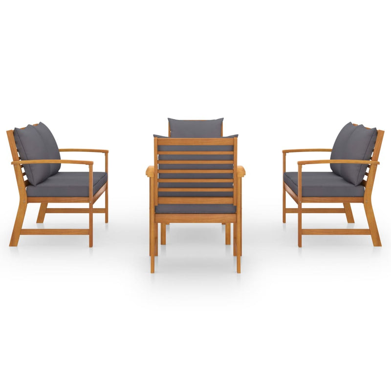 vidaXL 5 Piece Garden Lounge Set with Cushion Solid Acacia Wood