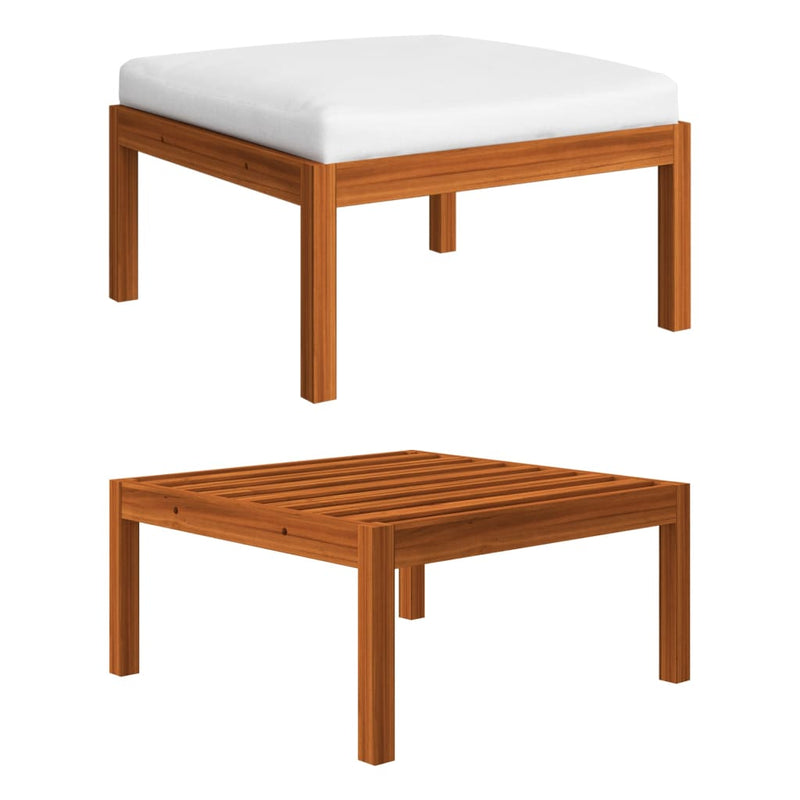 vidaXL 5 Piece Garden Lounge Set with Cushions Cream Wood Acacia&Rope