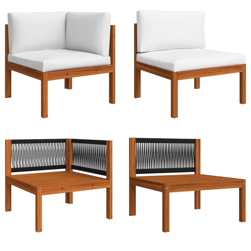 vidaXL 4-Seater Garden Sofa with Cushion Wood Acacia&Rope