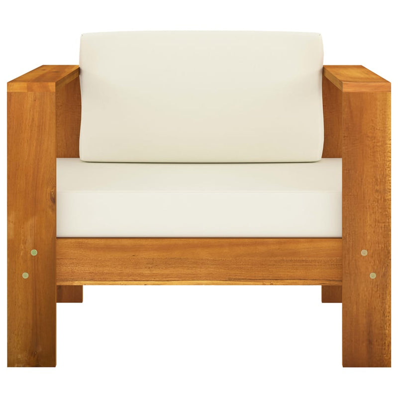 10 Piece Garden Lounge Set with Cream White Cushions Acacia Wood